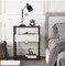 Nightstand Tall Side Table, Metal Frame, Modern Simple Style End Table with Drawer and Shelf, Tempered Glass Bedside Table